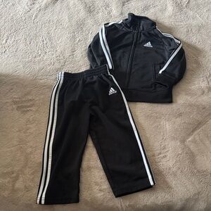 adidas Black Kids Track Joggers with White 3-Stripe Trim